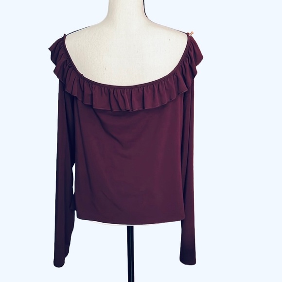 Forever 21 Long Sleeves Dark Purple Ruffled Crop Top Size 3X - Picture 6 of 9